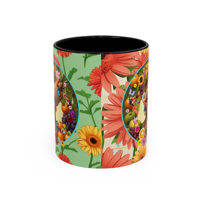 100% Organic Daisy Joy3 Plant Garden Vegan Ceramic Plant Mug, Black Woman Double Sided (11oz) 8 Color Combos