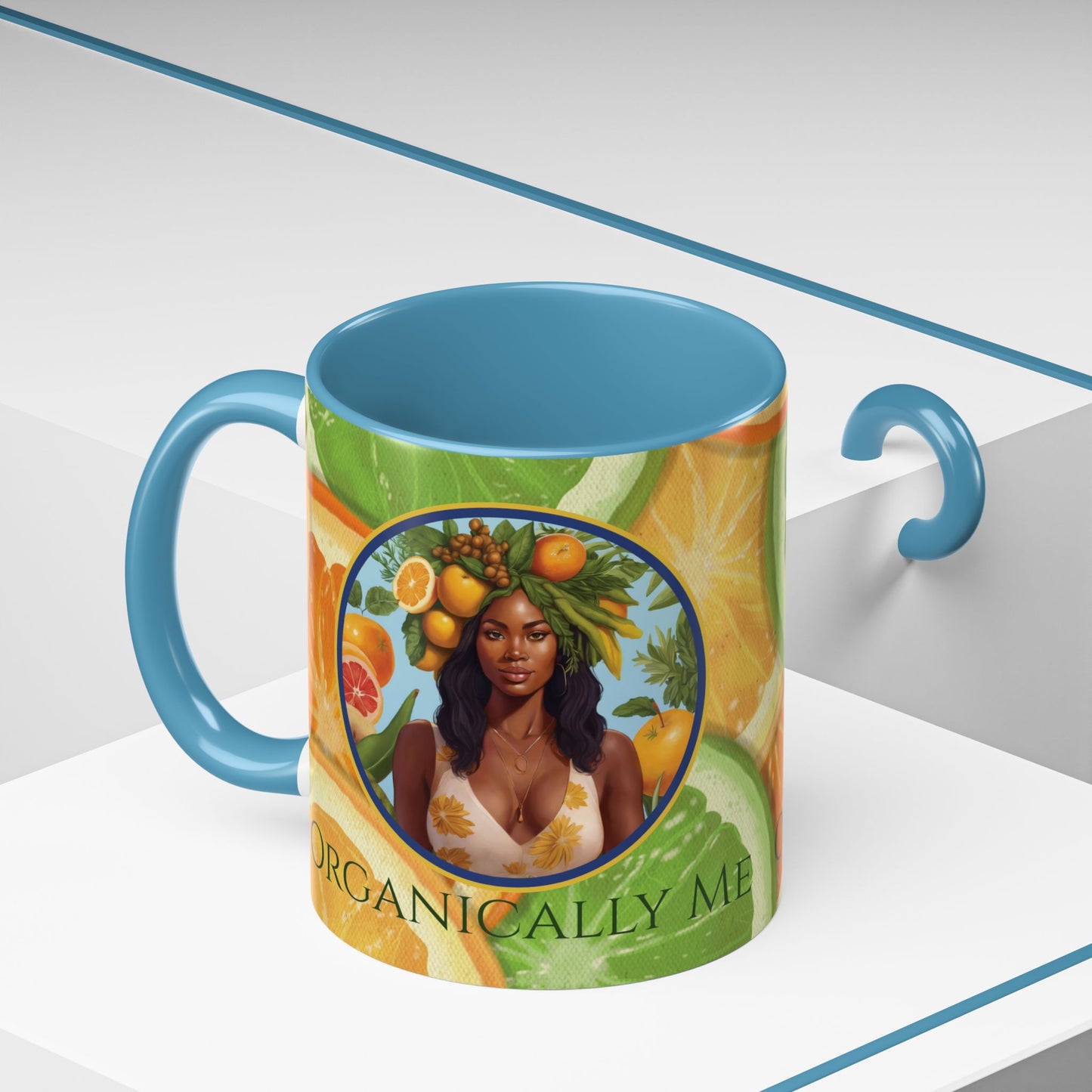 Organically Me Bright Citrus Plant Garden Vegan Ceramic Plant Mug with Black woman (11oz) 8 Color Combos