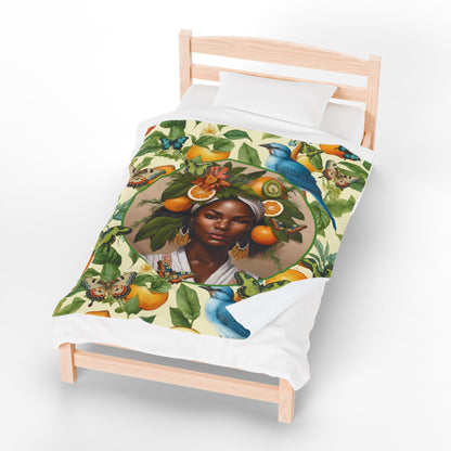 Organically Me A Lemon Bluebird Plant Garden Blanket, Wall Hanging, Table Cloth (Velveteen); 50 x 60in