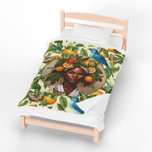 Organically Me A Lemon Bluebird Plant Garden Blanket, Wall Hanging, Table Cloth (Velveteen); 50 x 60in