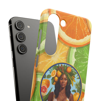 Organically Me Citrus Fruits Garden Snap Phone Case with Black Woman, Veggie Chic for Androids and iPhone models