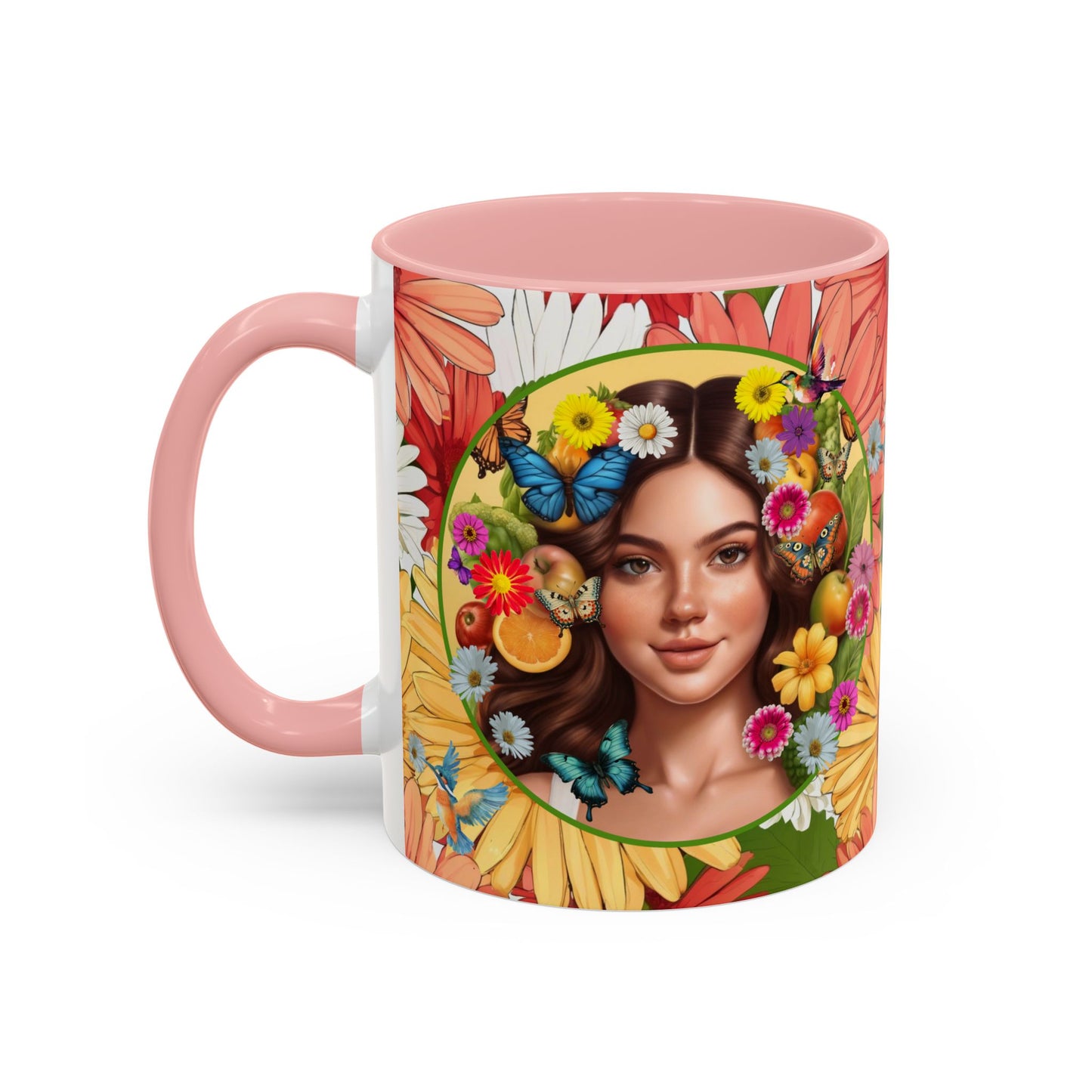 100% Organic Gerber Joy3 Plant Garden Vegan Ceramic Plant Mug with Woman (11oz) 8 Color Combos