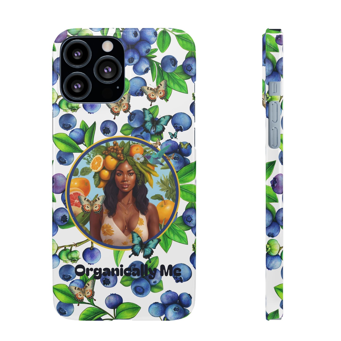Organically Me Blueberry Plant B Garden Snap Phone Case with Black Woman, for iPhone and Android
