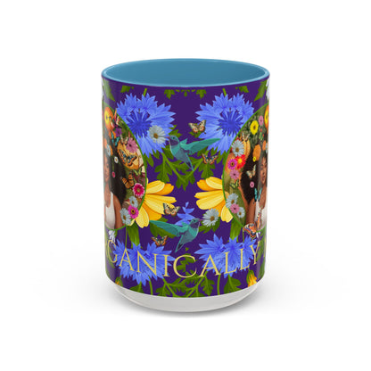 100% Organic Blue Gwen Plant Garden Vegan Ceramic Plant Mug with (11 or 15 oz) 8 Color Combos