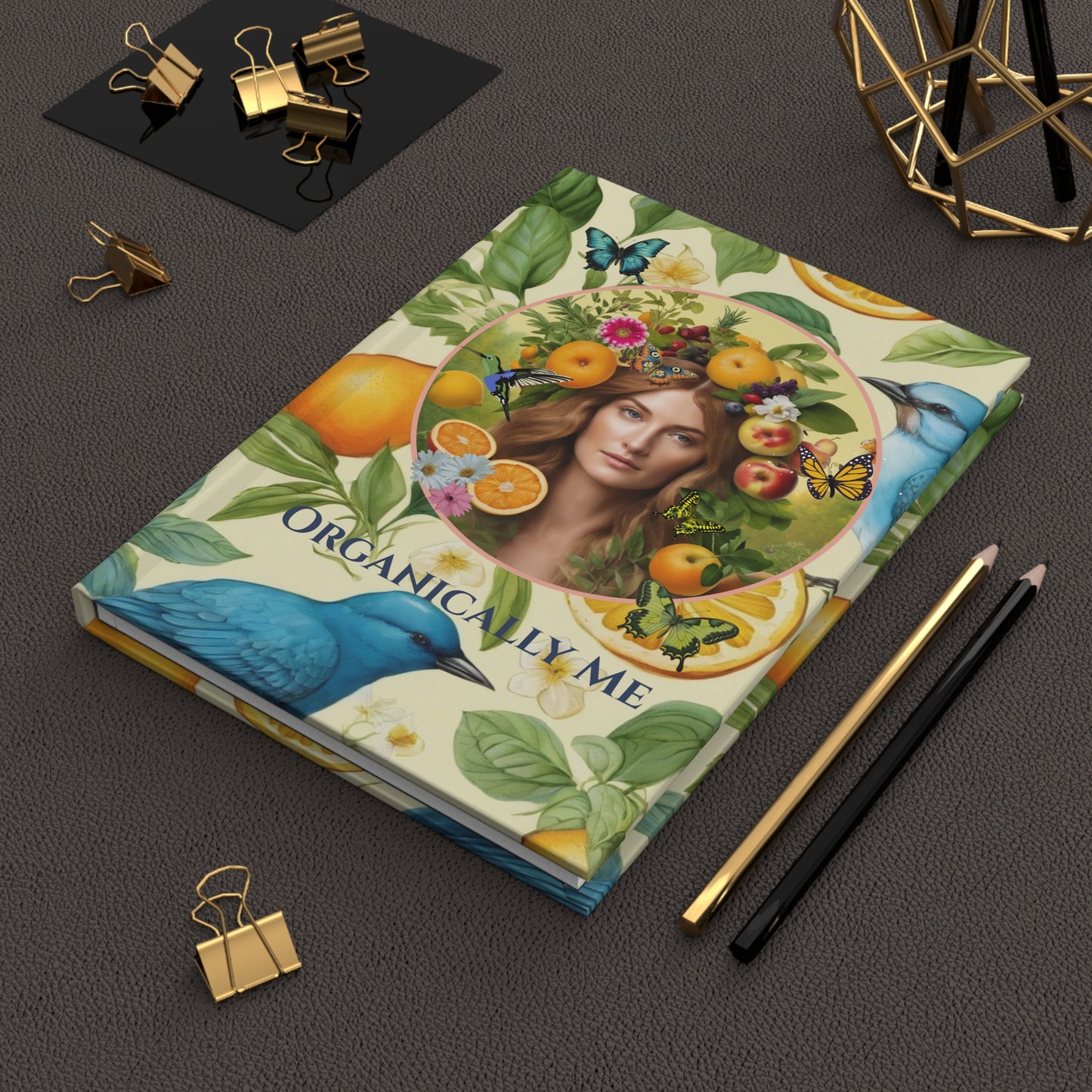 Organically Me A Lemon Bluebird Leda Plant Garden & Vegan Hardcover Journal, Matte 150 pages, Eden Woman