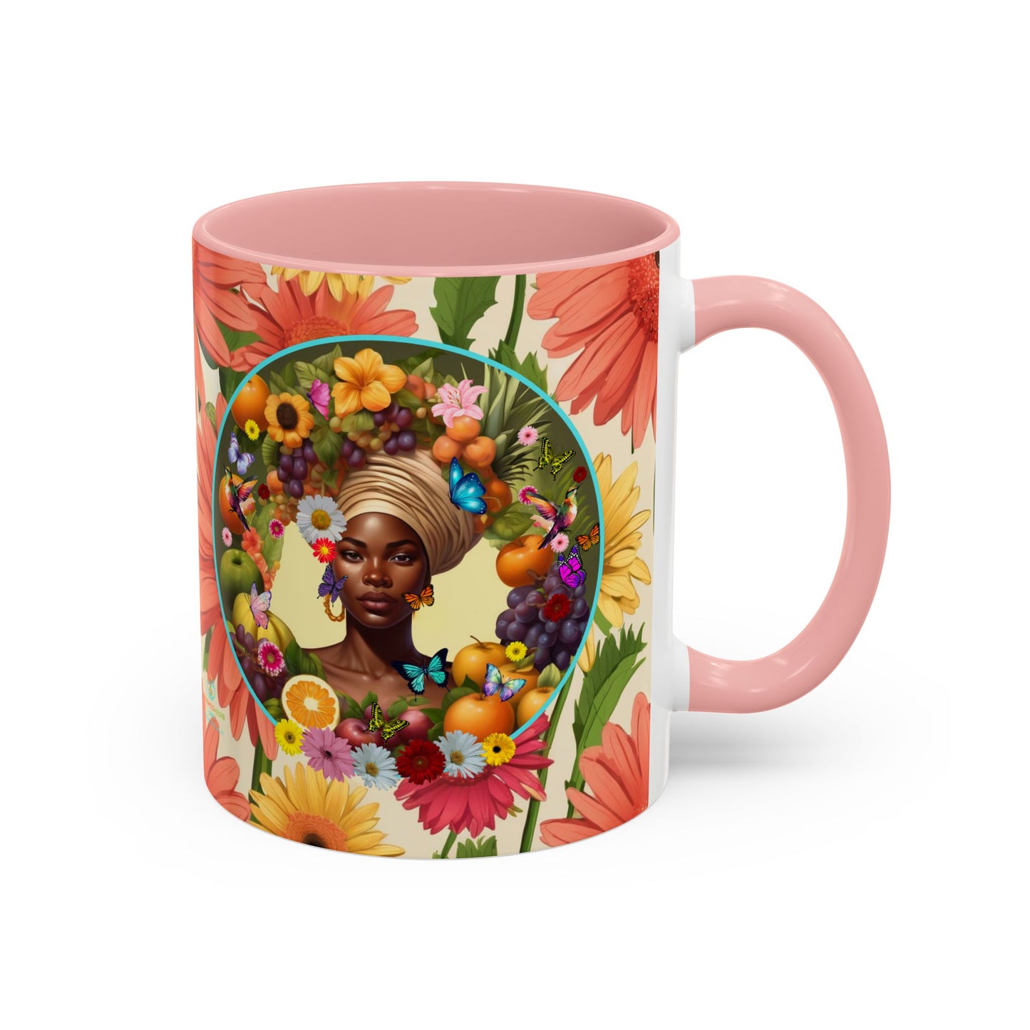 100% Organic Daisy Joy Plant Garden Vegan Ceramic Plant Mug, Black Woman Double Sided (11oz) 8 Color Combos