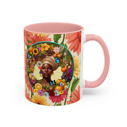 100% Organic Daisy Joy Plant Garden Vegan Ceramic Plant Mug, Black Woman Double Sided (11oz) 8 Color Combos