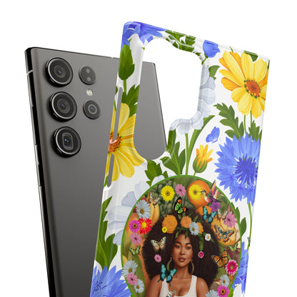 100% Organic Purple Plant Garden Snap Phone Case with Black Woman, for iPhone and Android