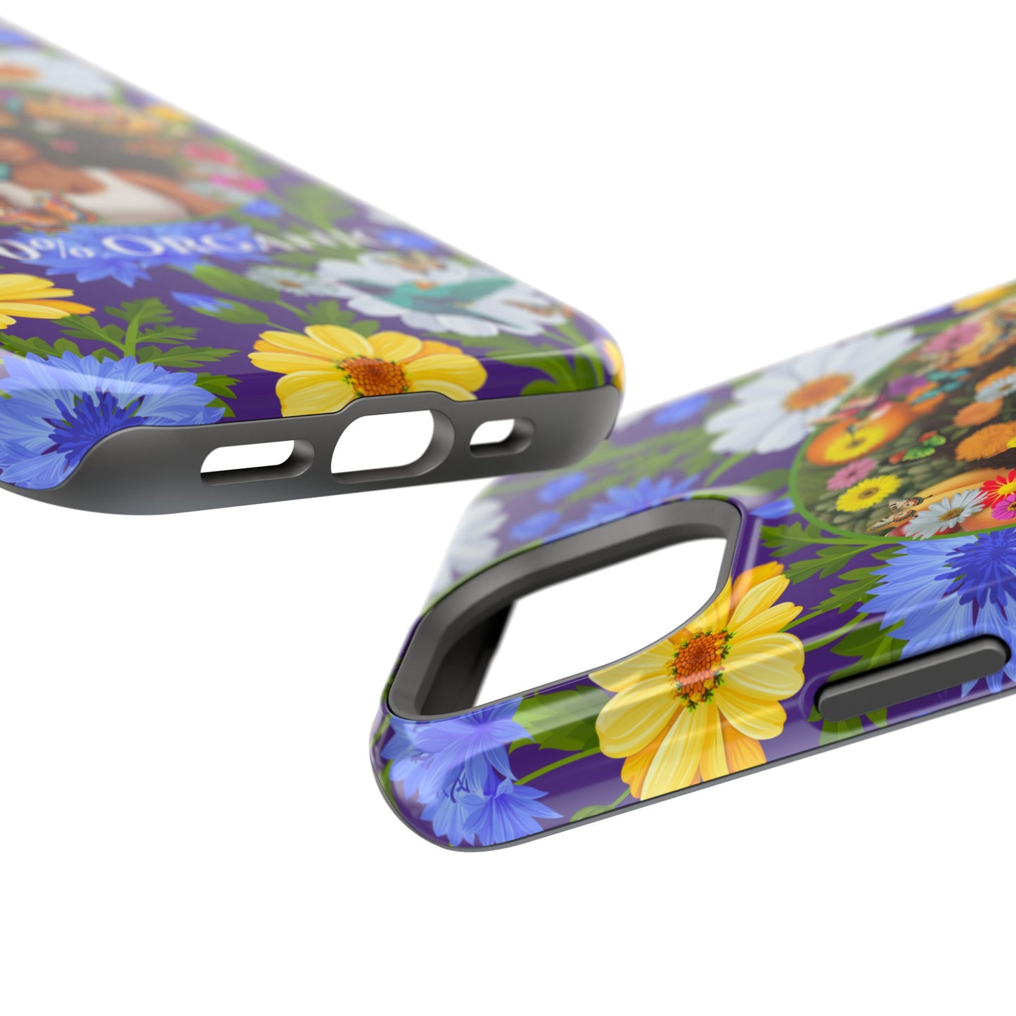 100% Organic Purple Plant Garden: Tough iPhone 15 Case with Eco Floral and Black Woman