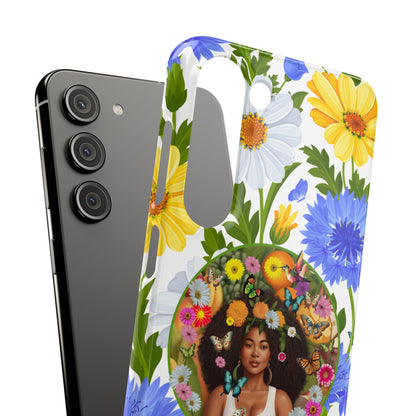 100% Organic Purple Plant Garden Snap Phone Case with Black Woman, for iPhone and Android