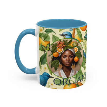 Organically Me A Lemon Bluebird Plant Garden Vegan Ceramic Plant Mug with Black woman (11oz) 8 Color Combos