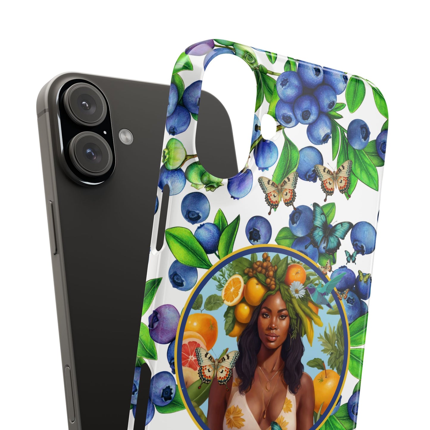 Organically Me Blueberry Plant B Garden Snap Phone Case with Black Woman, for iPhone and Android