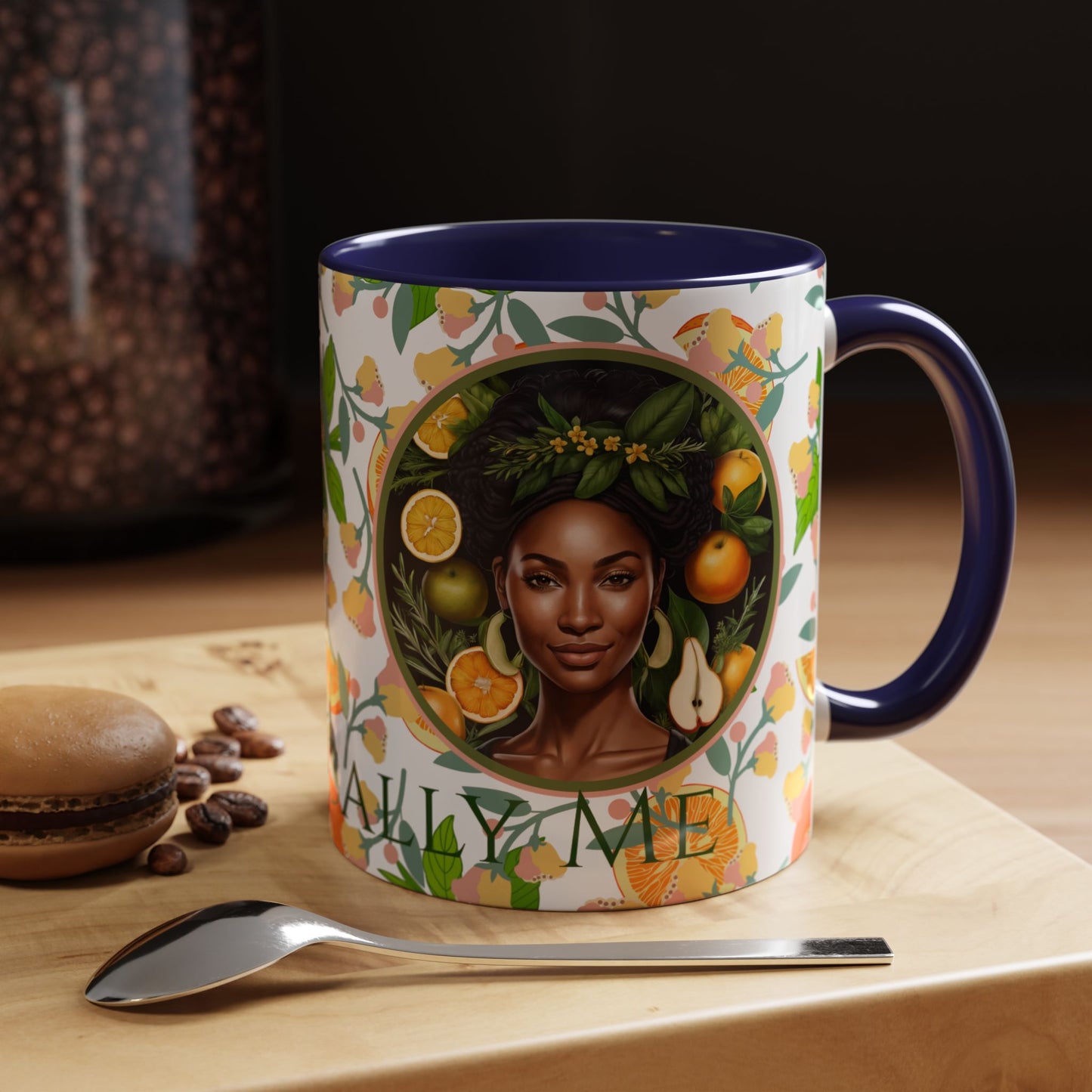 Organically Me Pink and Green Plant Garden Vegan Ceramic Plant Mug with Black woman (11oz) 8 Color Combos