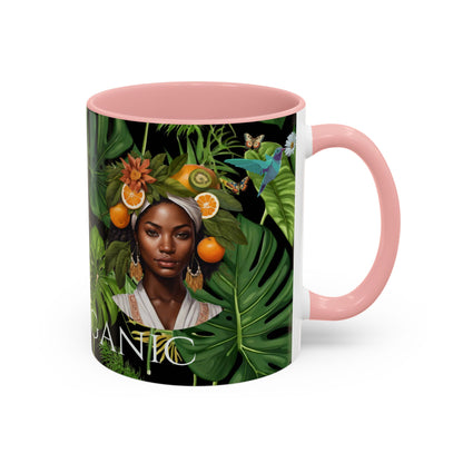 100% Organic Black Jungle Plant Garden Vegan Ceramic Plant Mug with (11oz) 8 Color Combos Double-Side Design