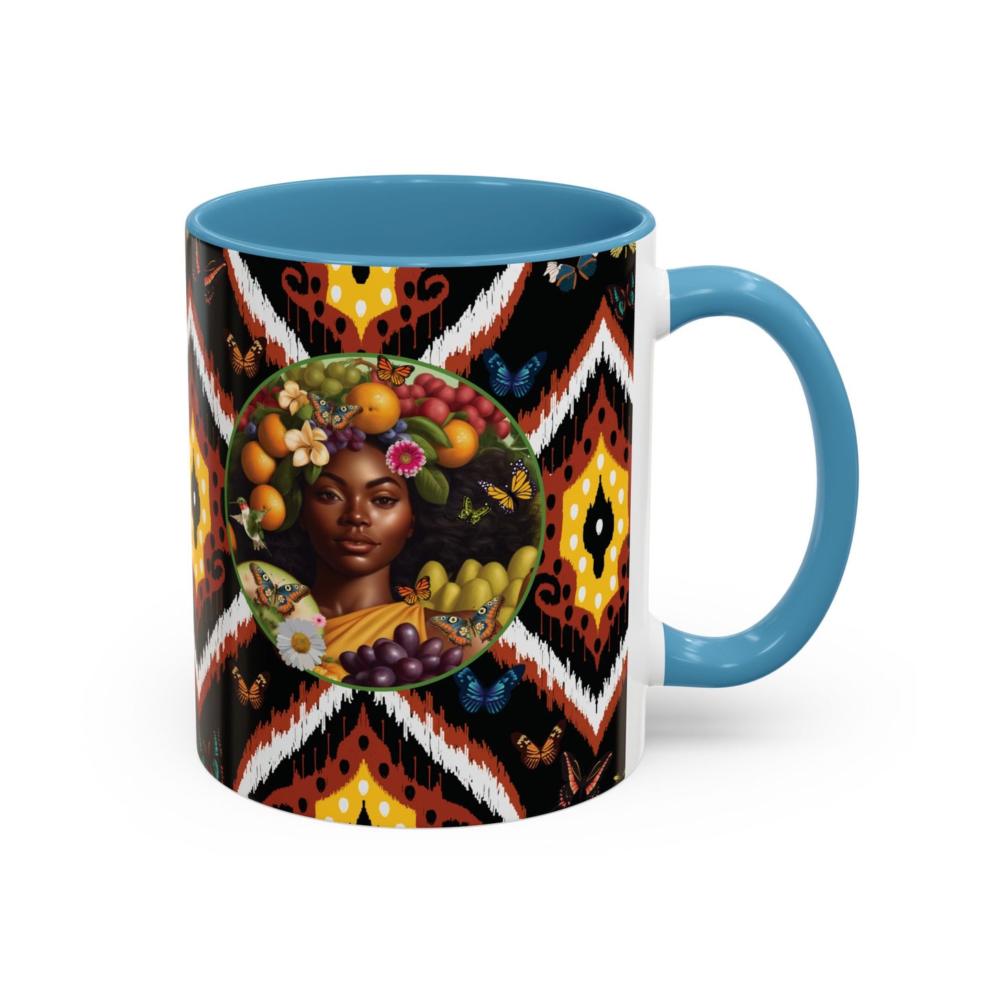 Organically Me A.1 Tribal Butterfly Plant Garden Vegan Ceramic Plant Mug with Black woman (11oz) 8 Color Combos