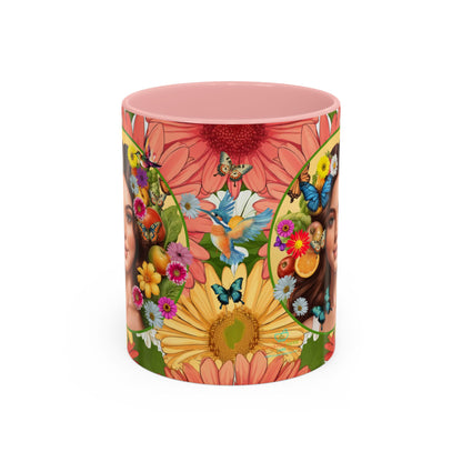 100% Organic Gerber Joy3 Plant Garden Vegan Ceramic Plant Mug with Woman (11oz) 8 Color Combos