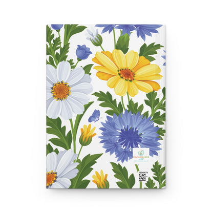 Organically Me Blue & Yellow Daisy Plant, Garden & Vegan Hardcover Journal, Able to be Personalized, 150 pages, Black women