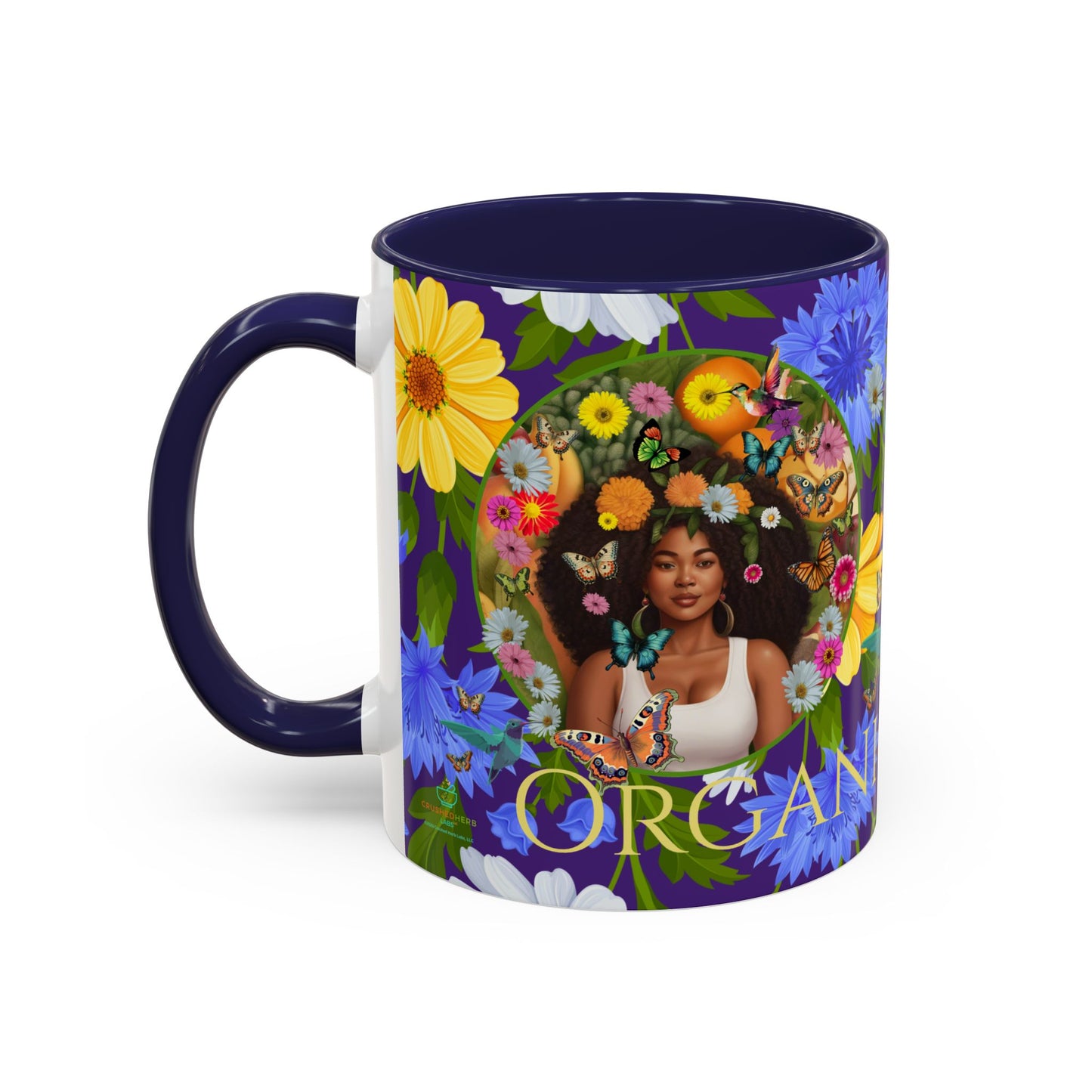 100% Organic Blue Gwen Plant Garden Vegan Ceramic Plant Mug with (11 or 15 oz) 8 Color Combos