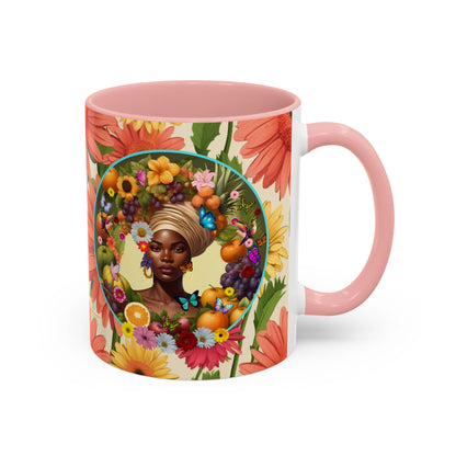 100% Organic Daisy Joy3 Plant Garden Vegan Ceramic Plant Mug, Black Woman Double Sided (11oz) 8 Color Combos