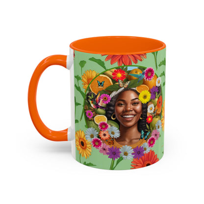 Organically Me A Joy Daisy Plant Garden Vegan Ceramic Plant Mug with Black woman (11oz) 8 Color Combos