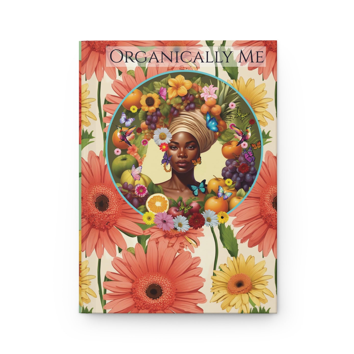 100% Organic Daisy Joy3 Plant Garden & Vegan Hardcover Journal, Black Woman Matte 150 pages Double Sided, May be PERSONALIZED