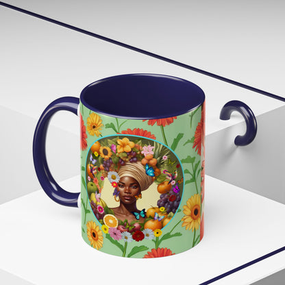 100% Organic Daisy Joy Plant Garden Vegan Ceramic Plant Mug, Black Woman Double Sided (11oz) 8 Color Combos