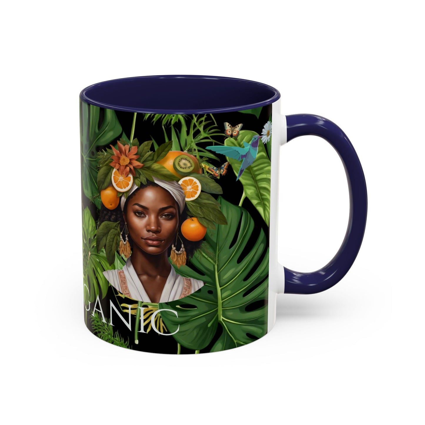 100% Organic Black Jungle Plant Garden Vegan Ceramic Plant Mug with (11oz) 8 Color Combos Double-Side Design