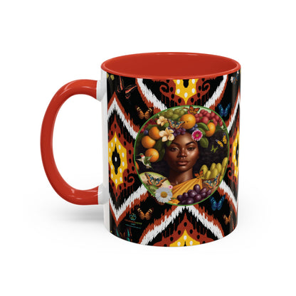 Organically Me A.1 Tribal Butterfly Plant Garden Vegan Ceramic Plant Mug with Black woman (11oz) 8 Color Combos