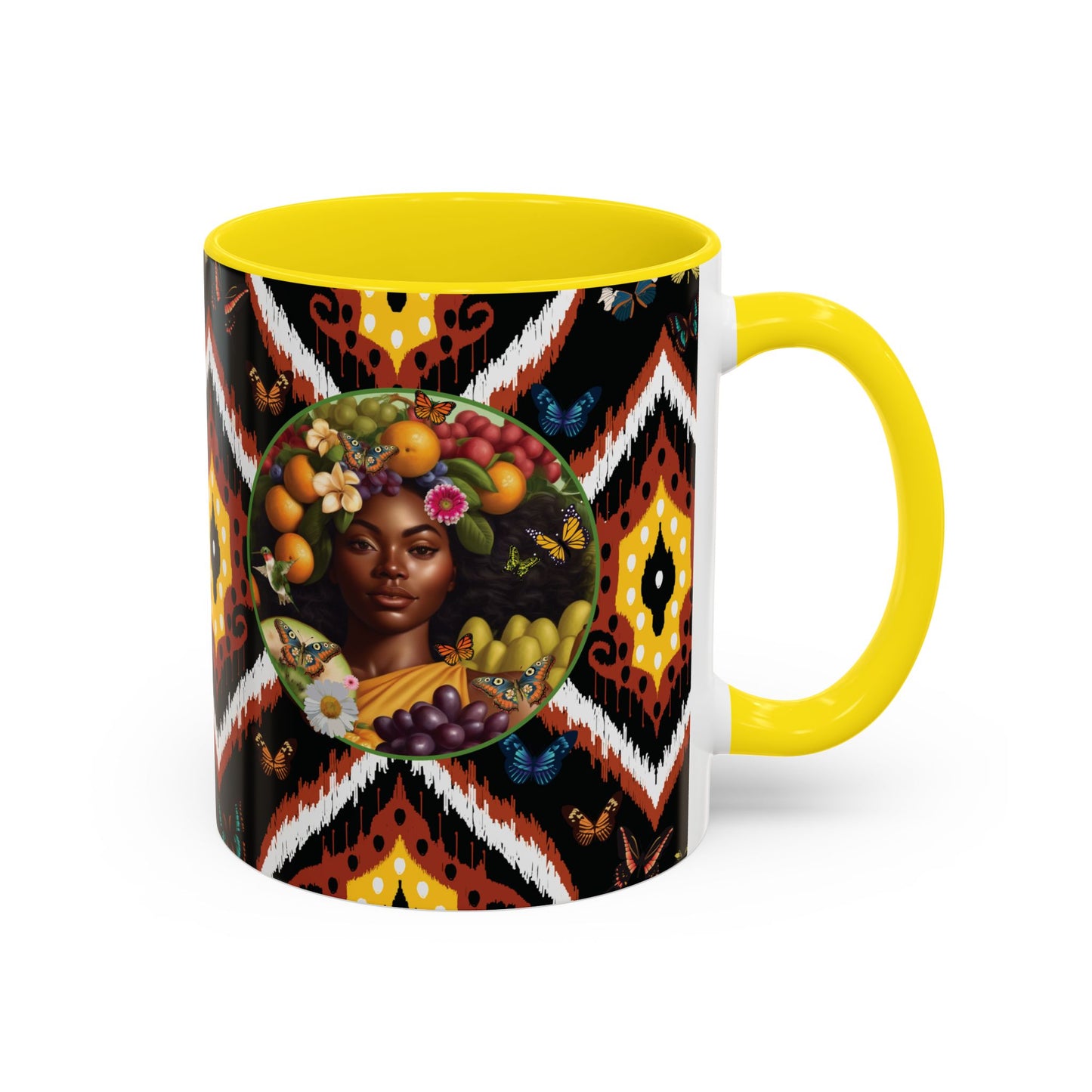 Organically Me A.1 Tribal Butterfly Plant Garden Vegan Ceramic Plant Mug with Black woman (11oz) 8 Color Combos