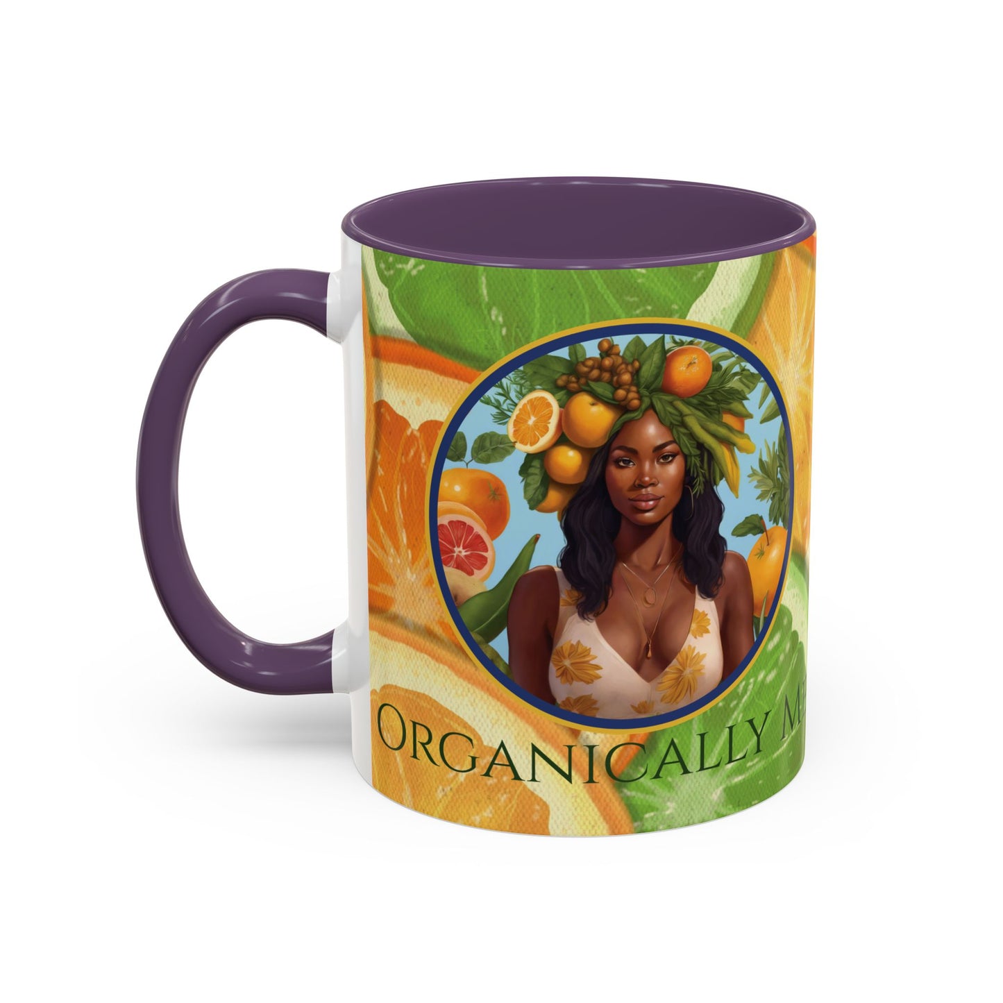 Organically Me Bright Citrus Plant Garden Vegan Ceramic Plant Mug with Black woman (11oz) 8 Color Combos