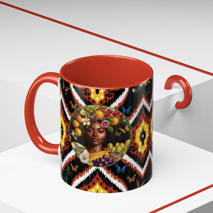 Organically Me A.1 Tribal Butterfly Plant Garden Vegan Ceramic Plant Mug with Black woman (11oz) 8 Color Combos