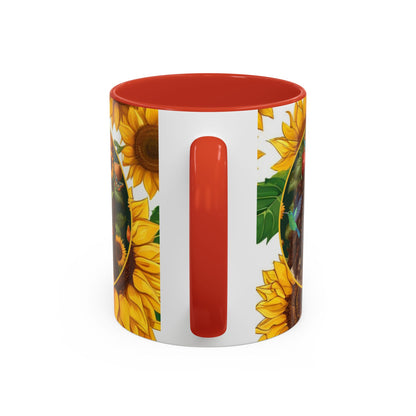 Organically Me B Sunflower Plant Garden Vegan Ceramic Plant Mug with Black woman (11oz) 8 Color Combos