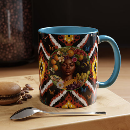 Organically Me A.1 Tribal Butterfly Plant Garden Vegan Ceramic Plant Mug with Black woman (11oz) 8 Color Combos
