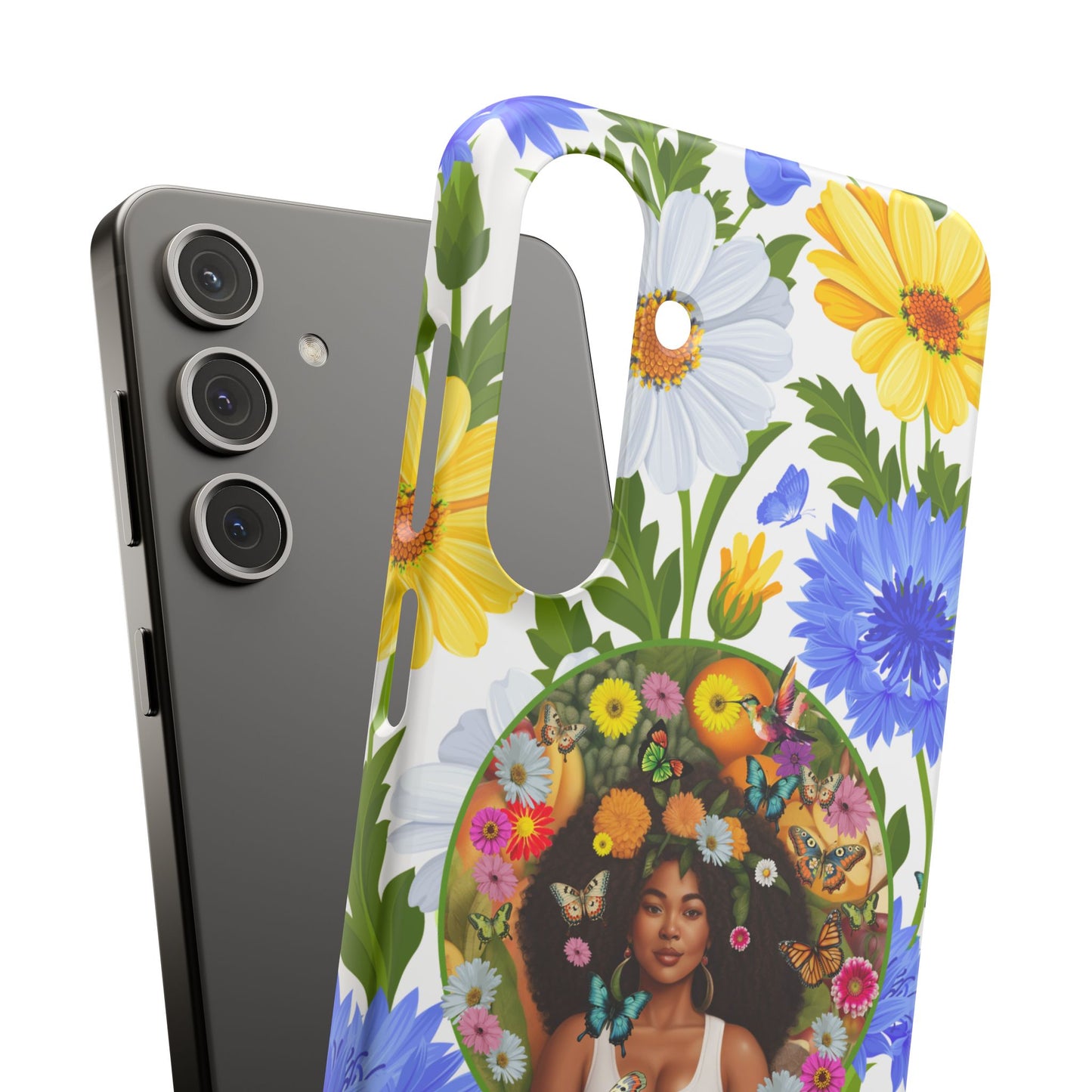 100% Organic Purple Plant Garden Snap Phone Case with Black Woman, for iPhone and Android