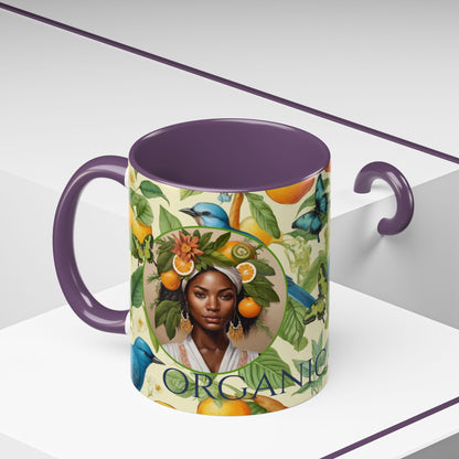 Organically Me A Lemon Bluebird Plant Garden Vegan Ceramic Plant Mug with Black woman (11oz) 8 Color Combos