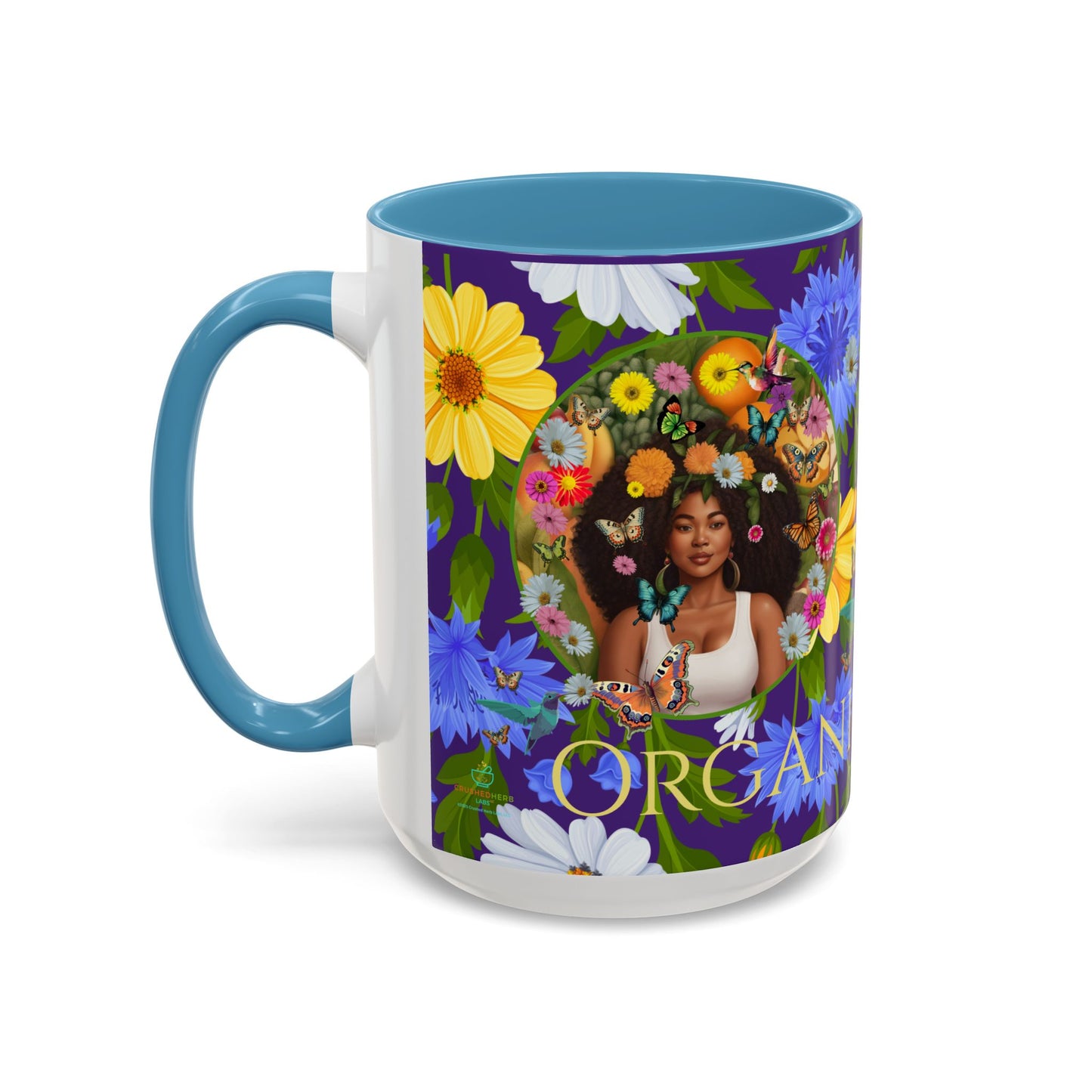 100% Organic Blue Gwen Plant Garden Vegan Ceramic Plant Mug with (11 or 15 oz) 8 Color Combos