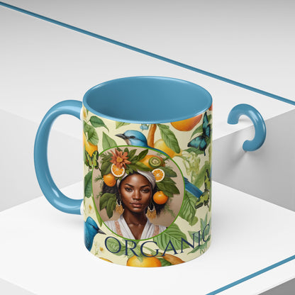 Organically Me A Lemon Bluebird Plant Garden Vegan Ceramic Plant Mug with Black woman (11oz) 8 Color Combos