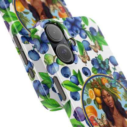 Organically Me Blueberry Plant B Garden Snap Phone Case with Black Woman, for iPhone and Android