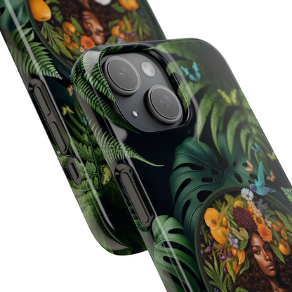 100% Organic A Fern Monstera Plant Garden Snap Phone Case with Black Woman, for iPhone and Android Models