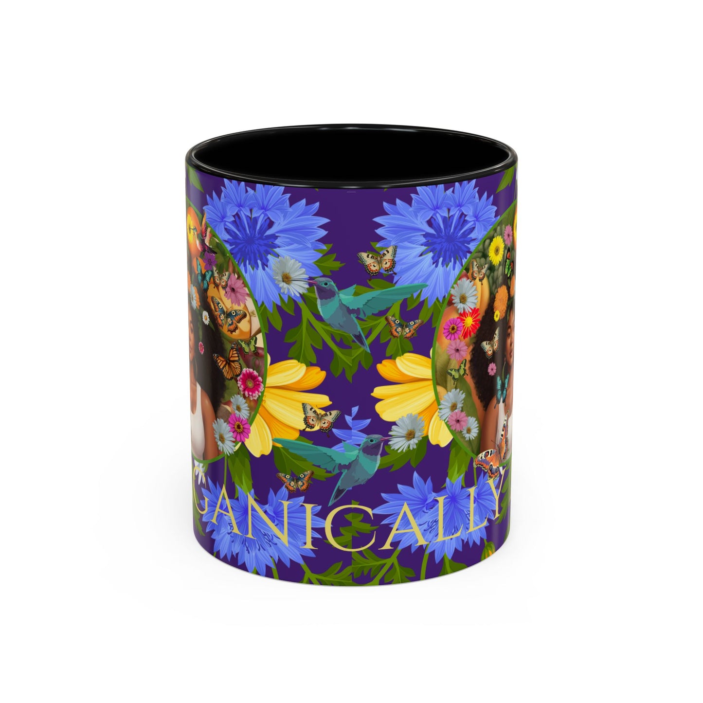 100% Organic Blue Gwen Plant Garden Vegan Ceramic Plant Mug with (11 or 15 oz) 8 Color Combos