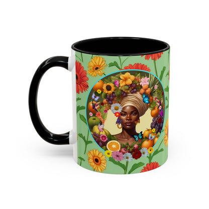 100% Organic Daisy Joy Plant Garden Vegan Ceramic Plant Mug, Black Woman Double Sided (11oz) 8 Color Combos
