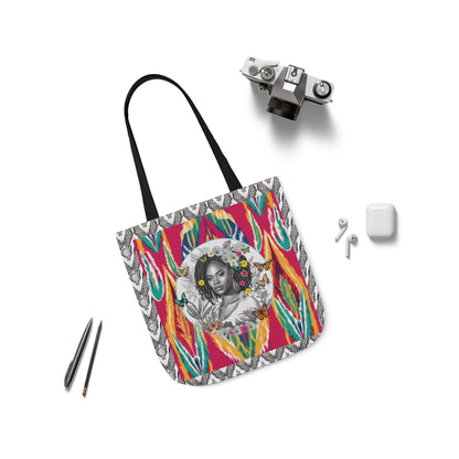 100% Me Ikat Laney Locs Garden-themed 13" tote bag, purse, workout bag, yoga bag with Black Women