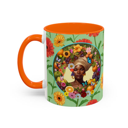 100% Organic Daisy Joy Plant Garden Vegan Ceramic Plant Mug, Black Woman Double Sided (11oz) 8 Color Combos
