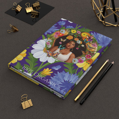 100% Organic Purple Plant Garden & Vegan Hardcover Journal, Matte 150 pages, Black women