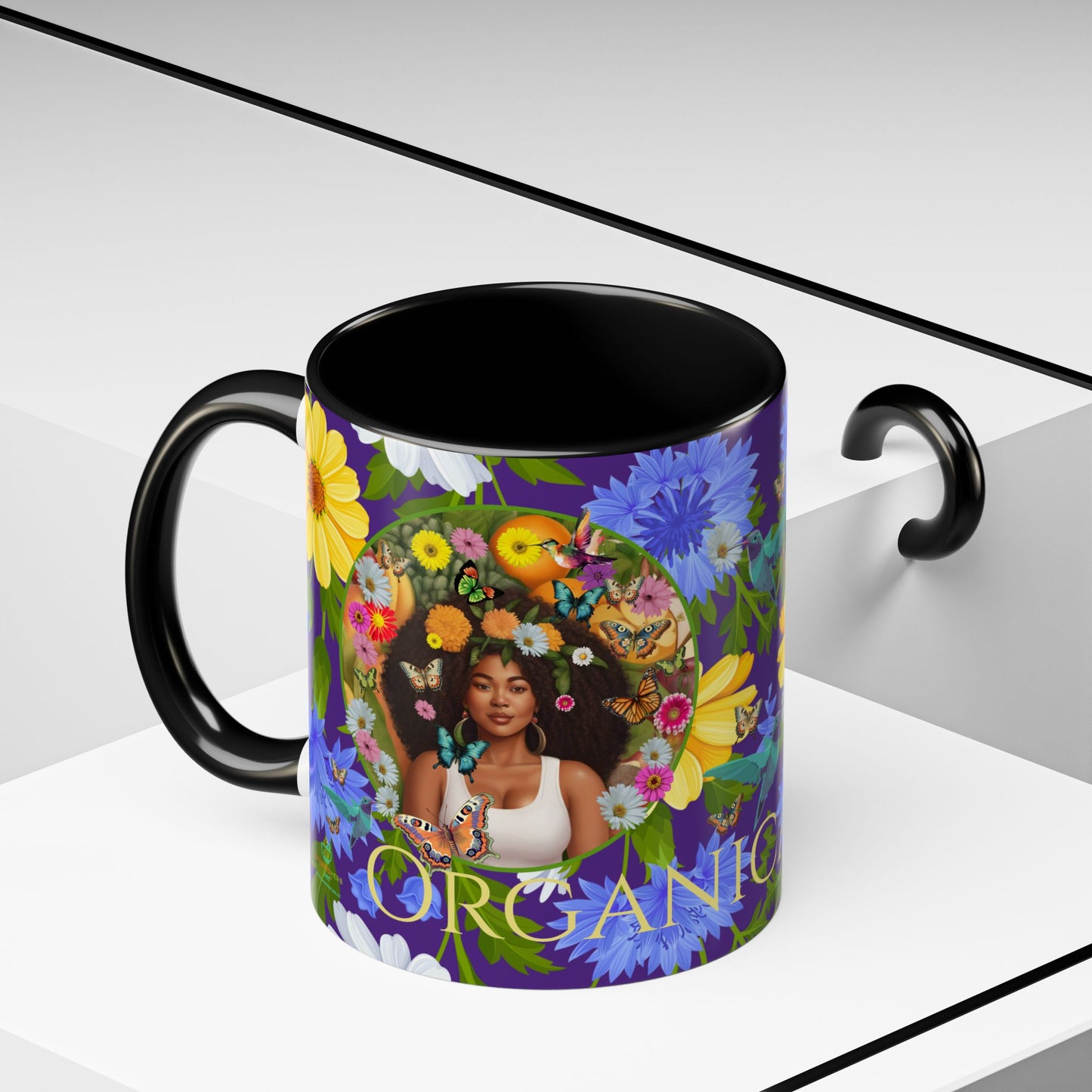 100% Organic Blue Gwen Plant Garden Vegan Ceramic Plant Mug with (11 or 15 oz) 8 Color Combos