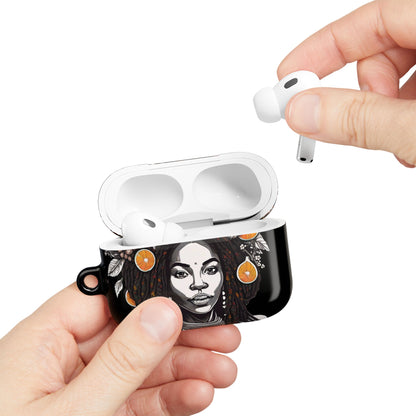 AirPods Case: Yadira Loc Princess Garden Monarch Tribal Ikat Design with Butterflies, Plants & Black Woman for AirPods Pro Gen 1 & 2, AirPods Gen 1, Gen 2, Gen 3