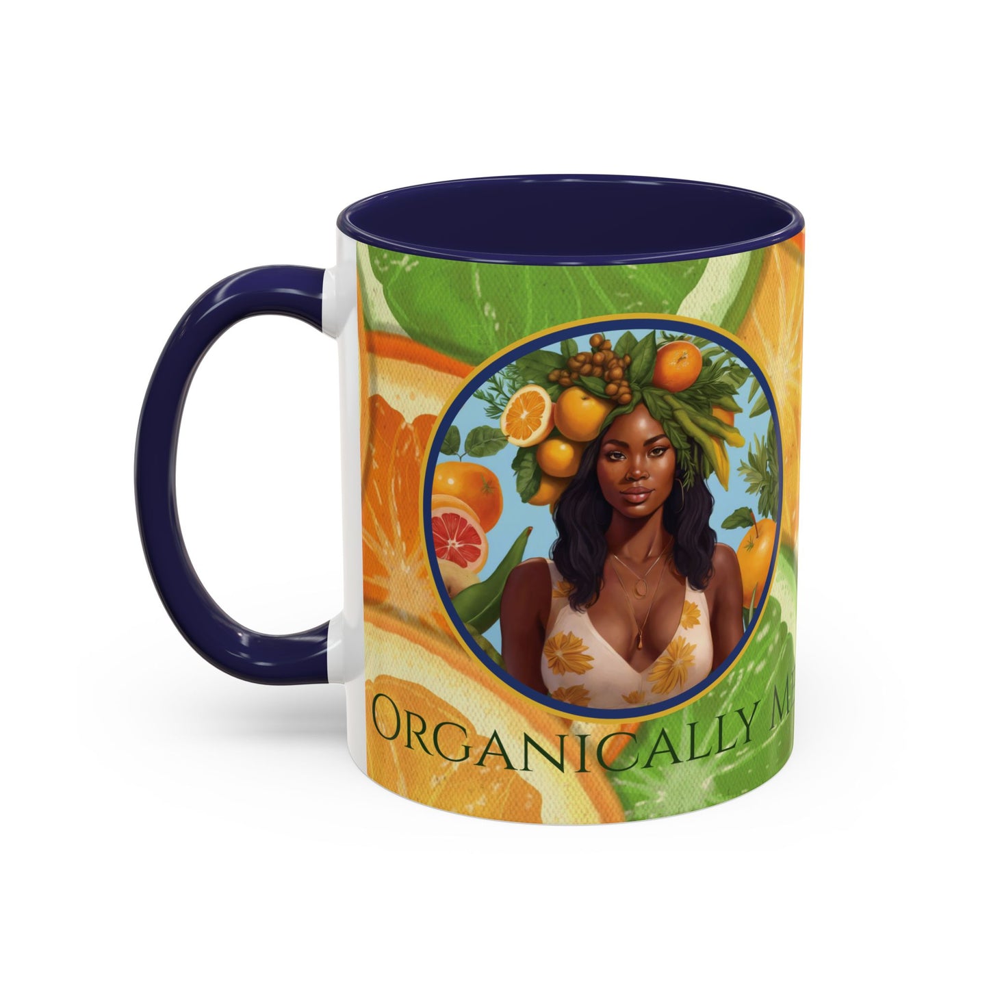 Organically Me Bright Citrus Plant Garden Vegan Ceramic Plant Mug with Black woman (11oz) 8 Color Combos