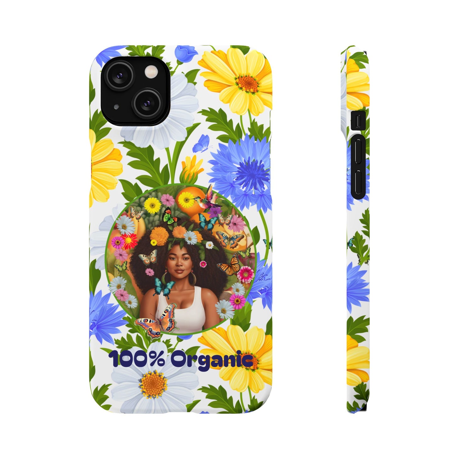 100% Organic Purple Plant Garden Snap Phone Case with Black Woman, for iPhone and Android