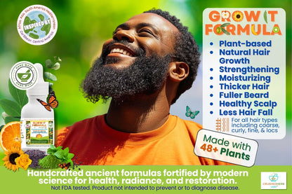 48+ Super Plant-Powered GrowIt! Formula Hair, Eyebrow, Edges, Beard & Mustache Oil 2oz