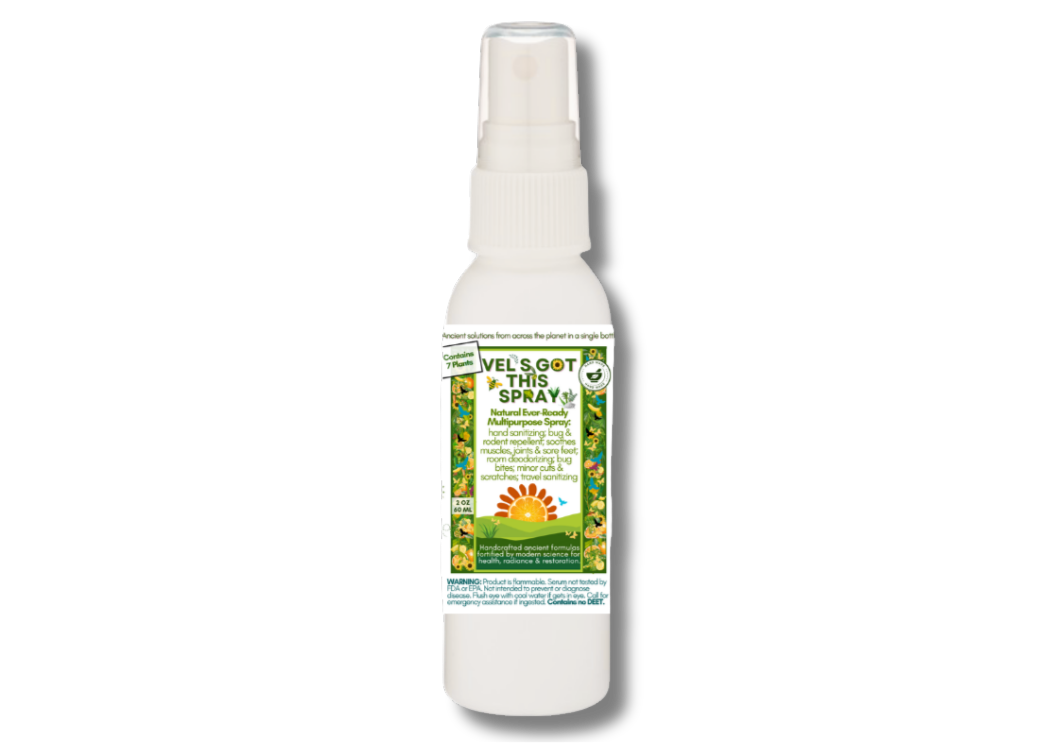 Vel's Got This Ever-Ready Pocket Travel Spray to Sanitize, Repel Bugs, Soothe Joints, Feet, & Cuts & Freshen Bodies & Rooms